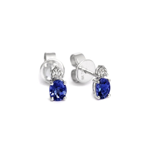 Tanzanite & Diamond Stud Earrings - 18ct White Gold