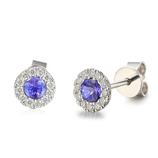 Tanzanite & Diamond Stud Earrings - White Gold - NTE409TZD-9WG