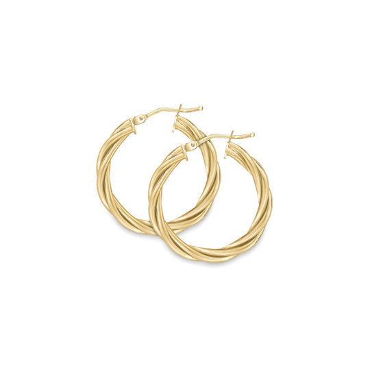Twisted Hoop Earrings - 9ct Yellow Gold