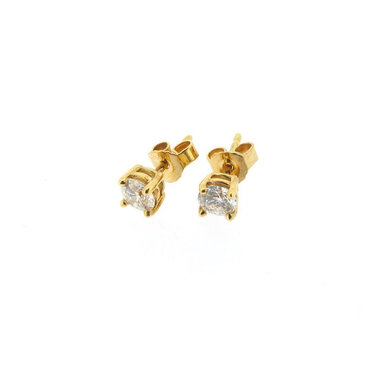 Yellow Gold Solitaire Diamond Earrings - MGER0064/047
