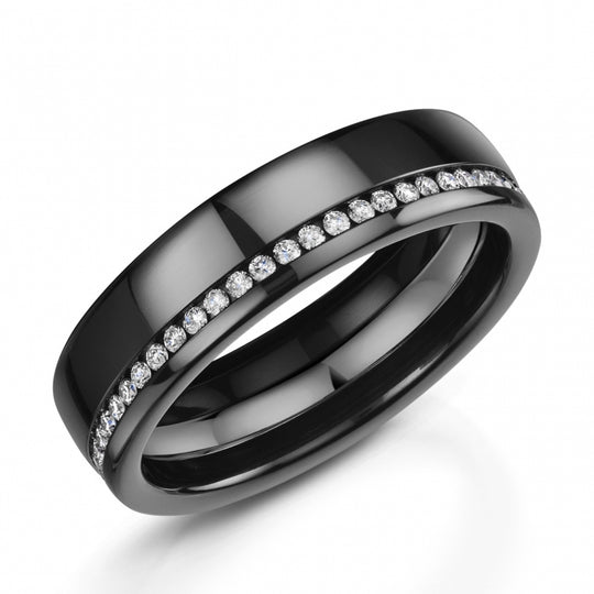 Zirconium & Platinum Diamond Wedding Ring - 0.50ct