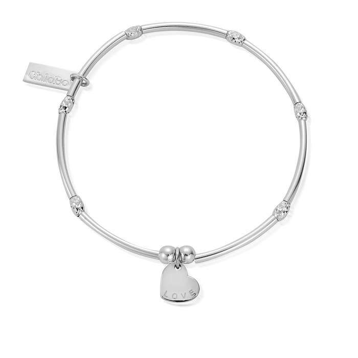 Mini Noodle Sparkle Rice Love Disc Bracelet - Silver - SBMNSR092