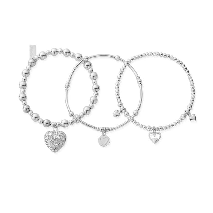 Compassion Stack of 3 Love Bracelets - Silver - SBSTA3L