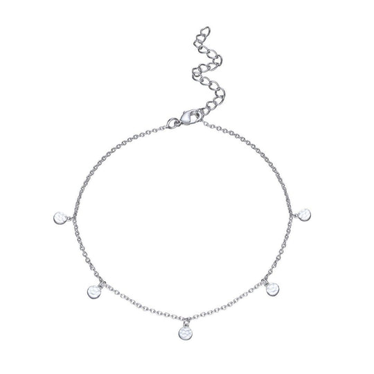 Anklet with Hammered Discs - Rhodium - SPASB188