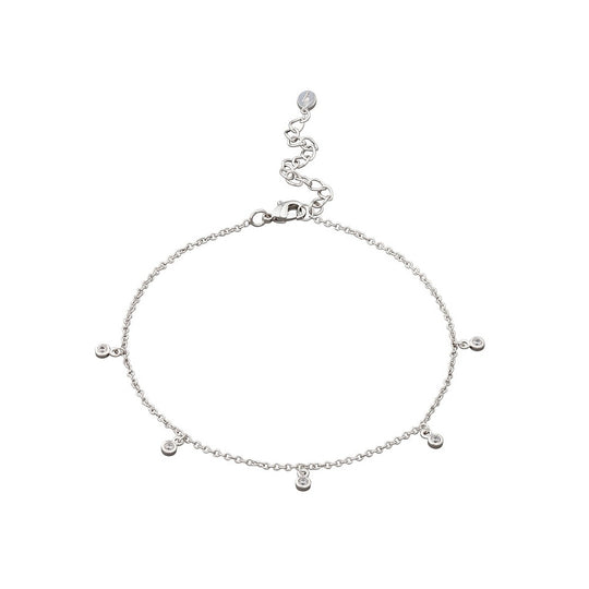 Anklet With Sparkle Drops - Silver - SPS-273