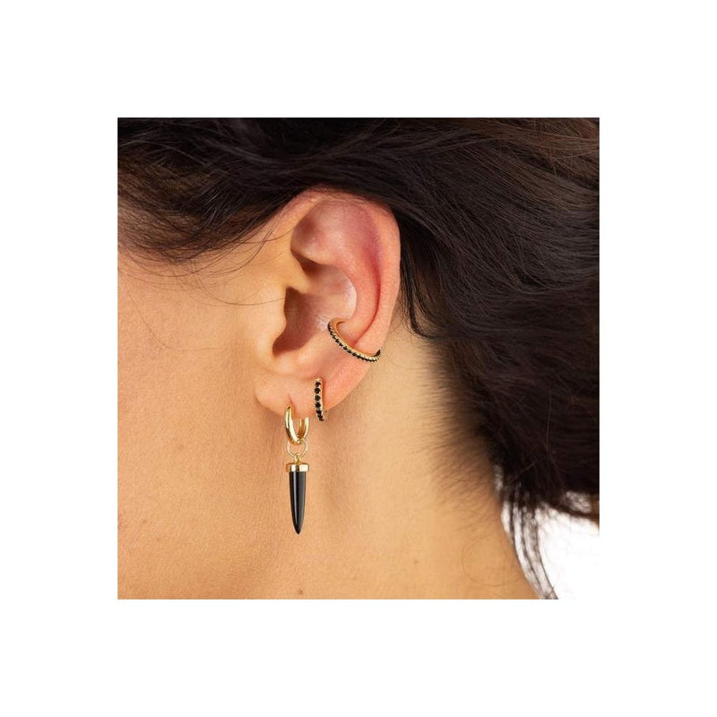 scream-pretty-black-spike-huggie-hoop-single-earring-gold-spg-162-227