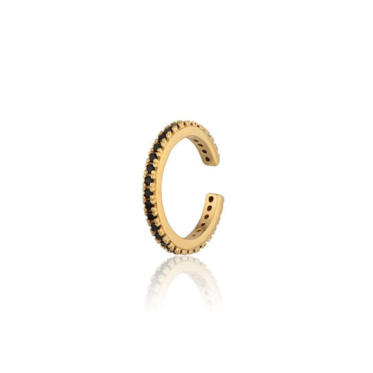 Black Stone Single Ear Cuff - Gold - SPECGS184