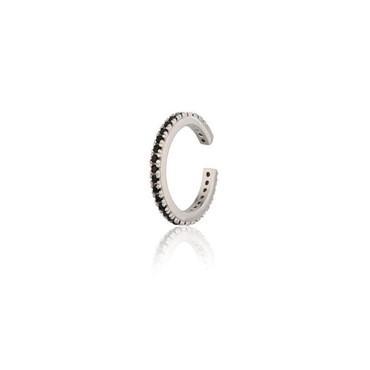 Black Stone Single Ear Cuff - Silver - SPECSS184