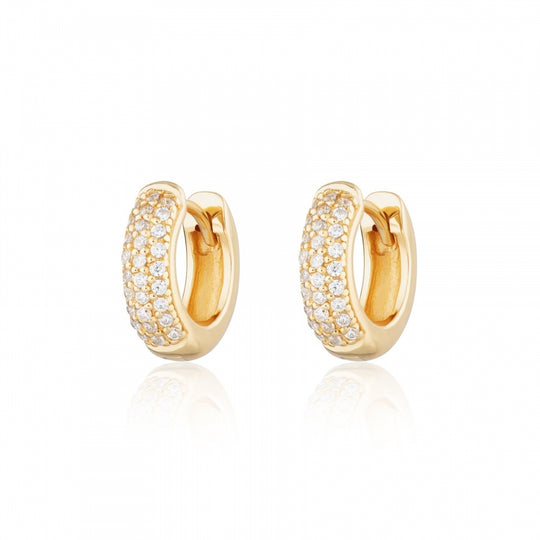 Bling Huggie Hoop Earrings - Gold - SPG-270