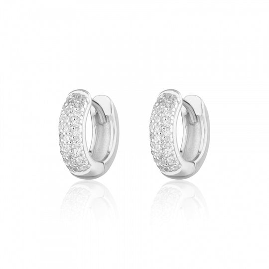Bling Huggie Hoop Earrings - Silver - SPS-270