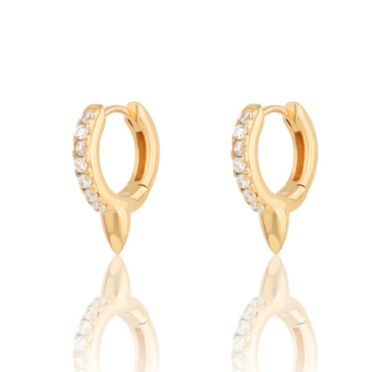 Bullet Huggie CZ Earrings - Gold - SPESGS177