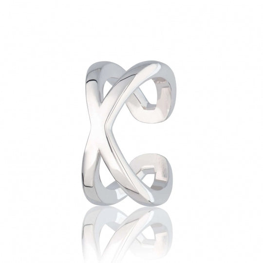 Cross Over Single Ear Cuff - Silver - SPECSS179
