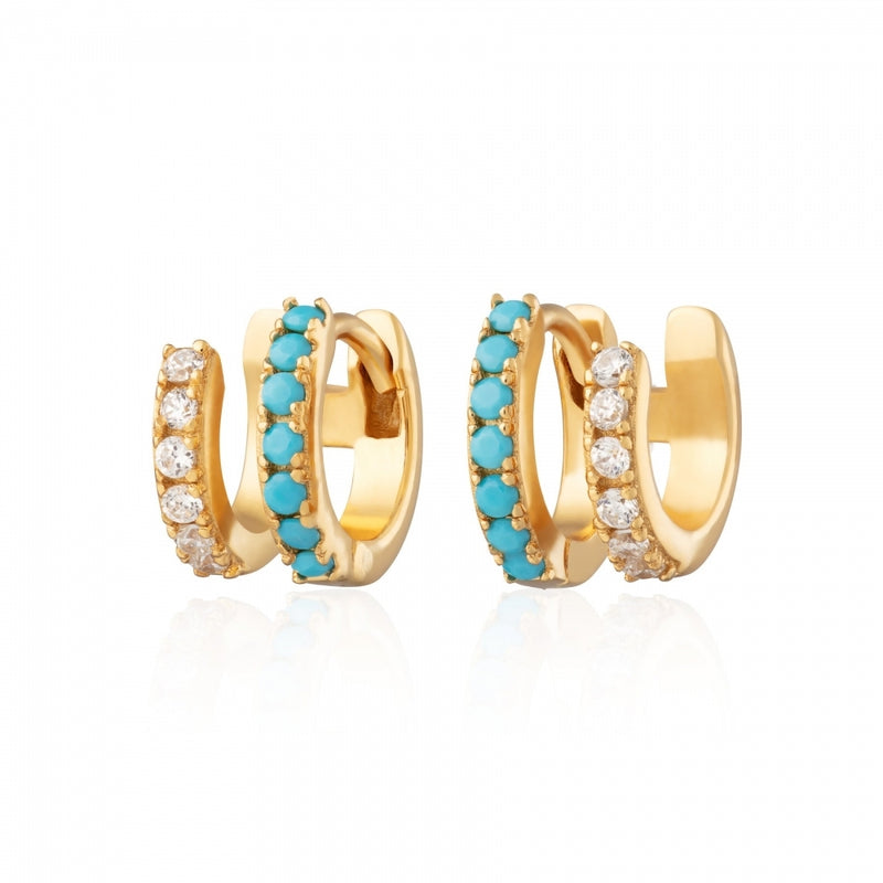 scream-pretty-double-huggie-hoop-earrings-gold-turquoise-spg-360