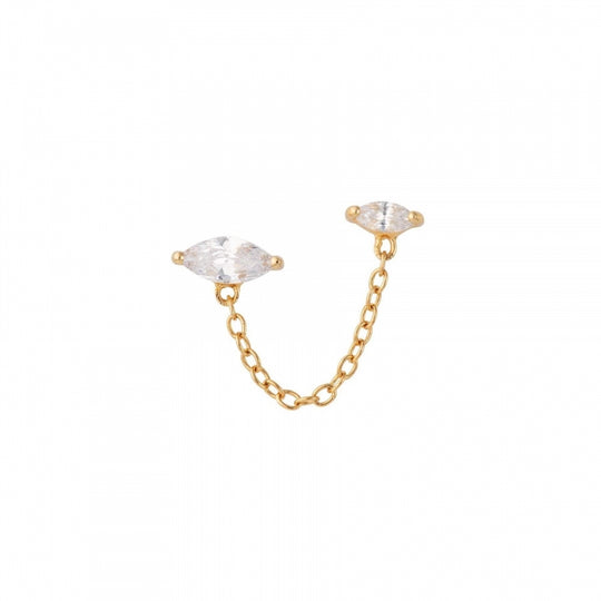 Droplet Double Stud Single Earring - Gold - SPEDGS135