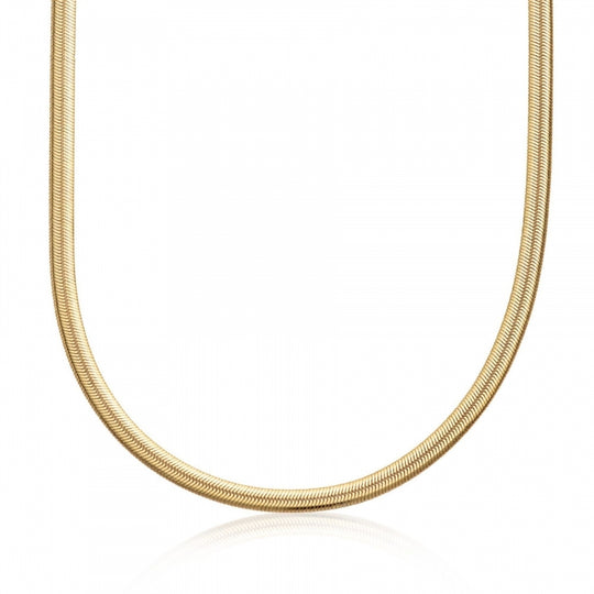 Flat Snake Chain Necklace - Gold - SPG-306