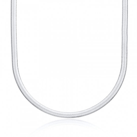 Flat Snake Chain Necklace - Silver - SPS-306