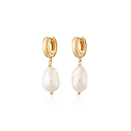 Hannah Martin Baroque Pearl Huggie Hoop Earrings - Gold - SPG-298