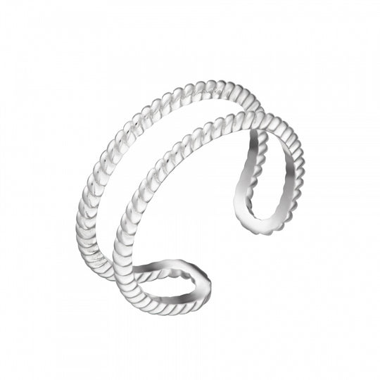 Hannah Martin Double Band Twist Open Ring - Silver - SPS-343