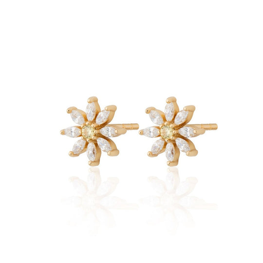 Hannah Martin Flower Stud Earrings - Gold - SPG-402