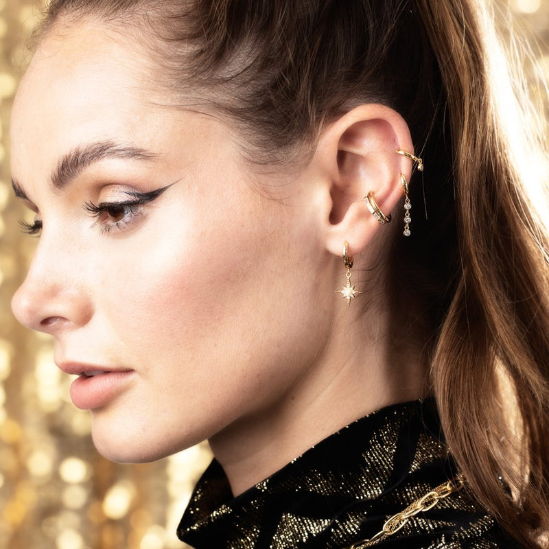 scream-pretty-huggie-earrings-with-single-drop-sparkle-silver