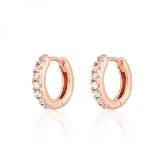 Huggie Hoops Earrings - Rose with Cubic Zirconia - SPESRS48-PV