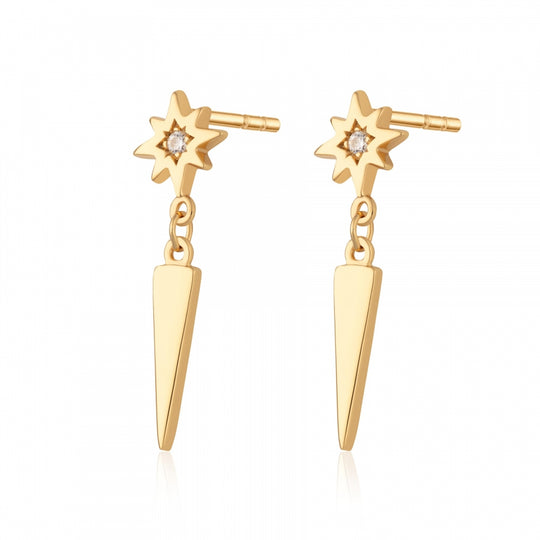 Interstellar Spike Drop Stud Earrings - Gold - SPG-370