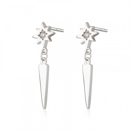 Interstellar Spike Drop Stud Earrings - Silver - SPS-370