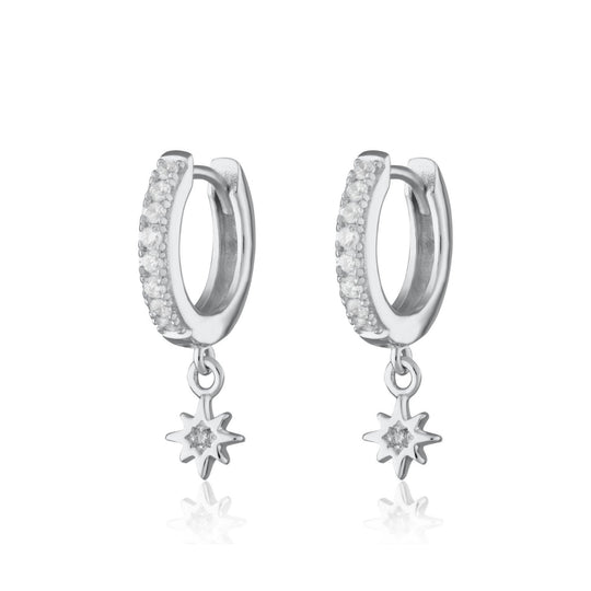 Interstellar Star Huggie Hoop Earrings - Silver - SPS-380