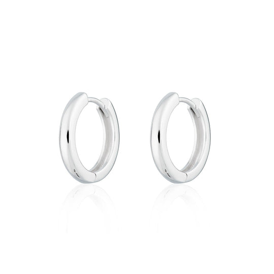Large Huggie Hoop Earrings - Silver - SPS-194