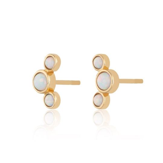 Opal Cluster Stud Earrings - Gold - SPG-237-C