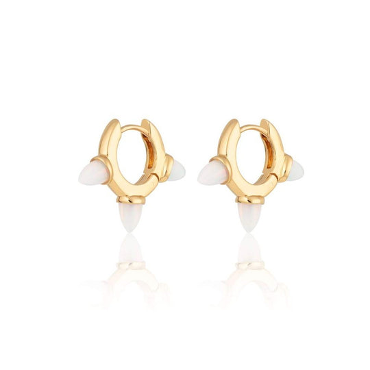 Opal Triple Bullet Huggie Earrings - Gold - SPESGS176