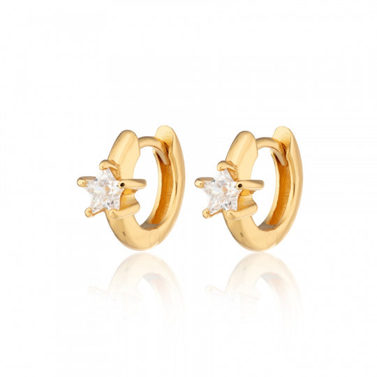 Single Star Huggie Hoop Earrings - Gold - SPG-398