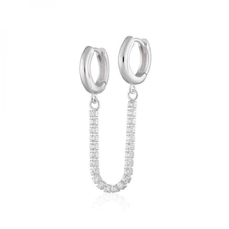 scream-pretty-sparkle-linked-huggie-hoop-single-earring-silver-with-cz