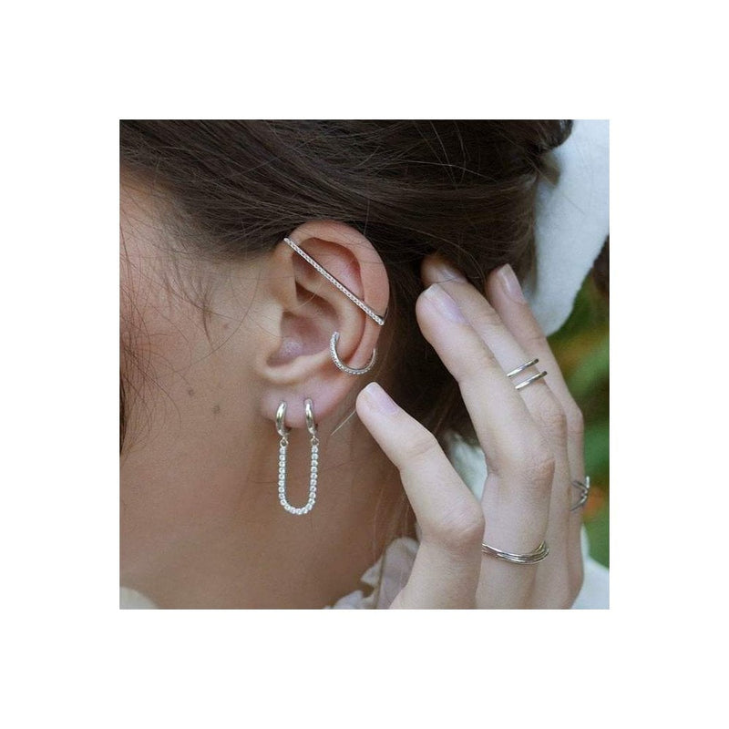 scream-pretty-sparkle-linked-huggie-hoop-single-earring-silver-with-cz