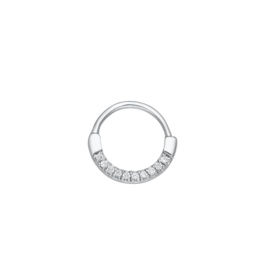 Sparkling Daith Hoop Earring - Silver - SPS-391