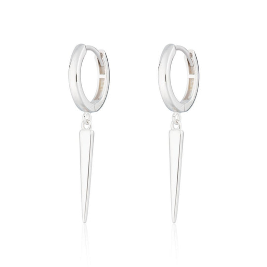 Spike Hoop Earrings - Silver - SPS-196