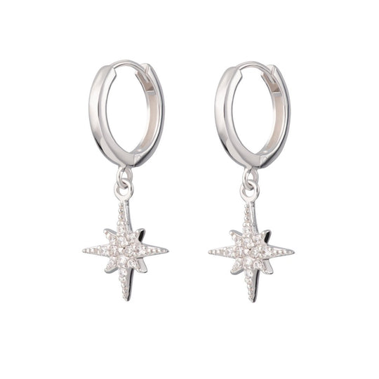 Starburst Hoop Earrings - Silver - SPEDSS41-PV