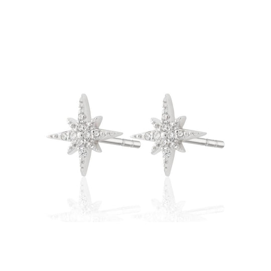 Starburst Stud Earrings - Silver - SPESSS32