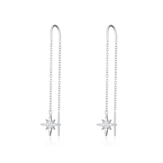 Starburst Threader Earrings - Silver - SPEDSS7-PV