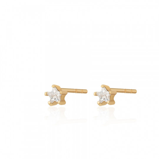 Teeny Sparkling Star Stud Earrings - Gold - SPG-23