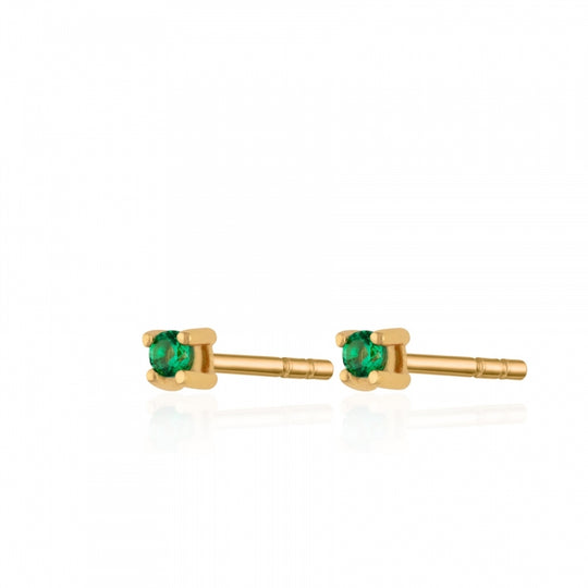 Teeny Tiny Stud Earrings - Gold/Green - SPG-384