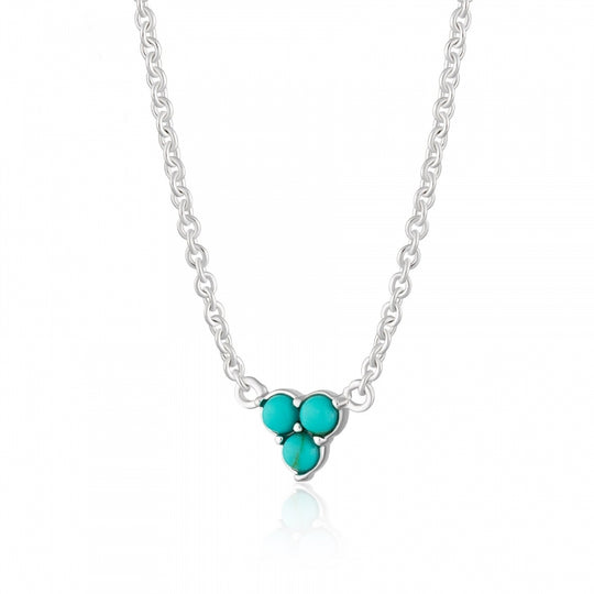 Trinity Necklace with Turquoise stones - Silver - SPS-255