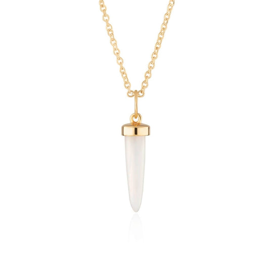White Opal Spike Necklace - Gold - SPG-226-229