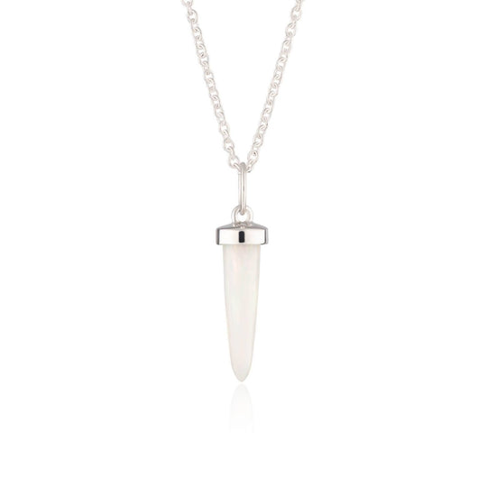 White Opal Spike Necklace - Silver - SPS-226-229