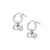 Double Heart Small Hoop Earrings - Silver - SEH040