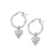 Decorated Heart Hoop Earrings - Silver - SEH691