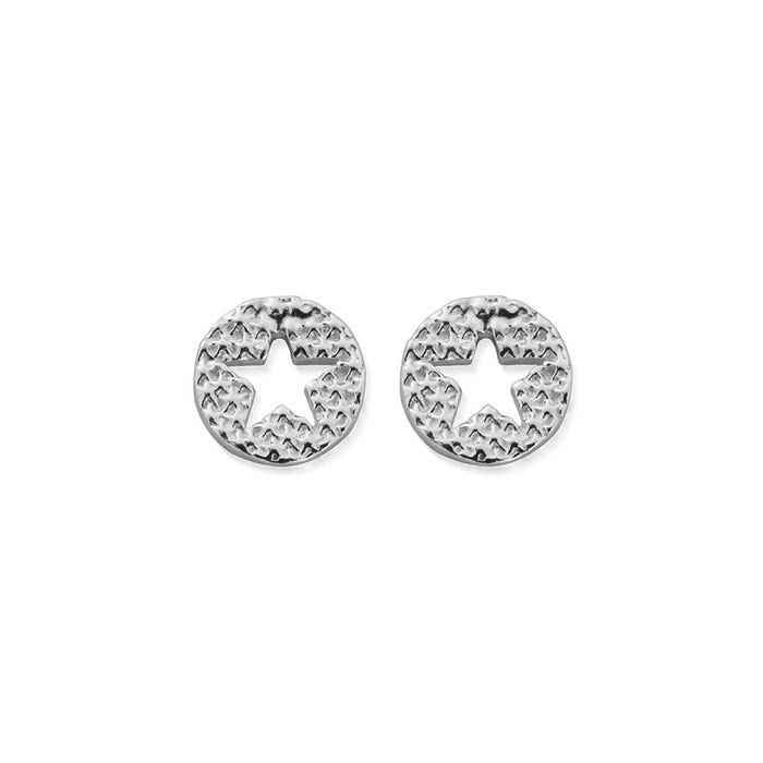 Sparkle Star in Circle Stud Earrings - Silver - SEST3072