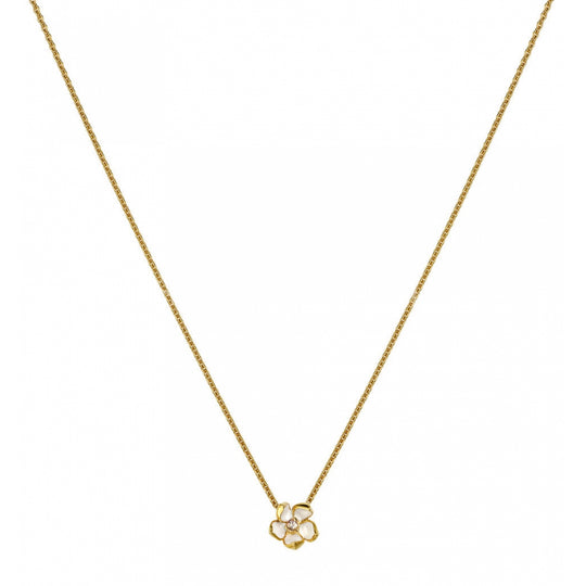 Cherry Blossom Diamond Flower Pendant - Gold - SLS253DIA