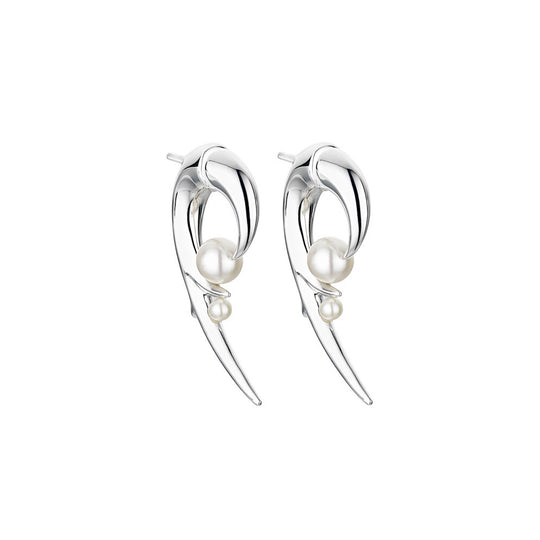 Cherry Blossom Pearl Hook Earrings - Silver - CB051.SSNAEOS