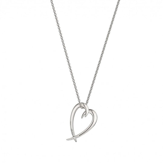 Diamond Hooked Heart Pendant - Silver -  SA063.SSWHNOS